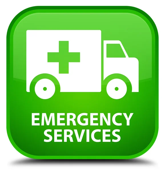 Servicios de emergencia verde botón cuadrado — Foto de Stock