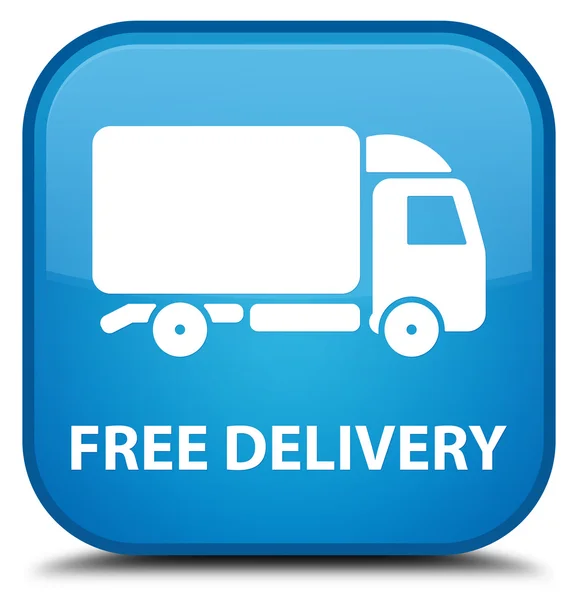 Free delivery cyan blue square button — Stock Photo, Image