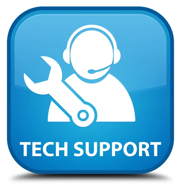 Tech-Unterstützung cyan blue square button — Stockfoto