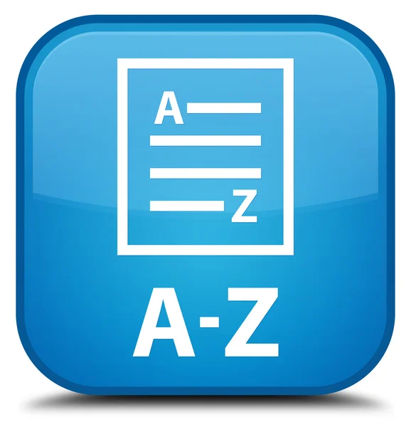 A-Z (liste sayfa simgesi) camgöbeği mavi kare düğme — Stok fotoğraf