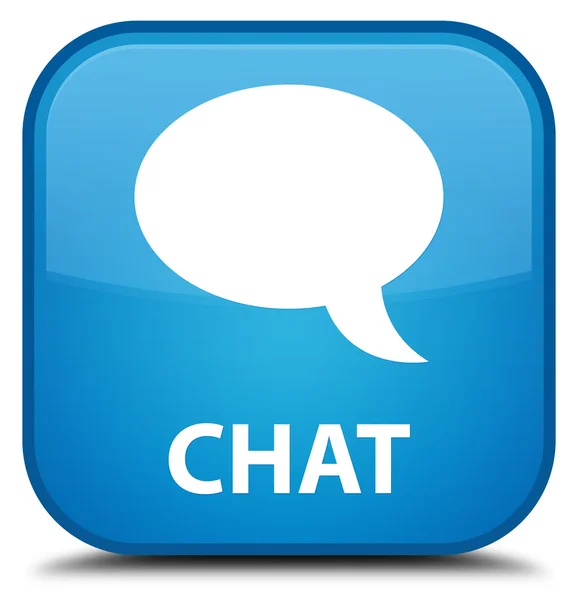 Chat cyan blue square button — Stock Photo, Image