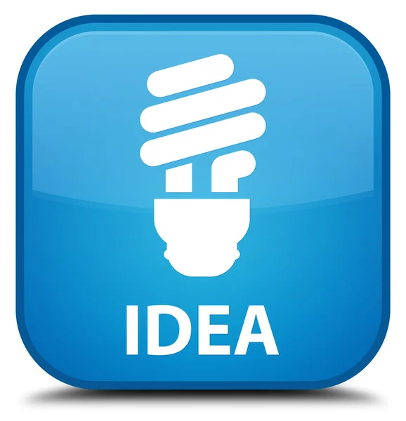 Идея (иконка лампочки) голубая квадратная кнопка — стоковое фото