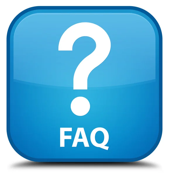 FAQ (fråga ikon) cyan blå fyrkantig knapp — Stockfoto