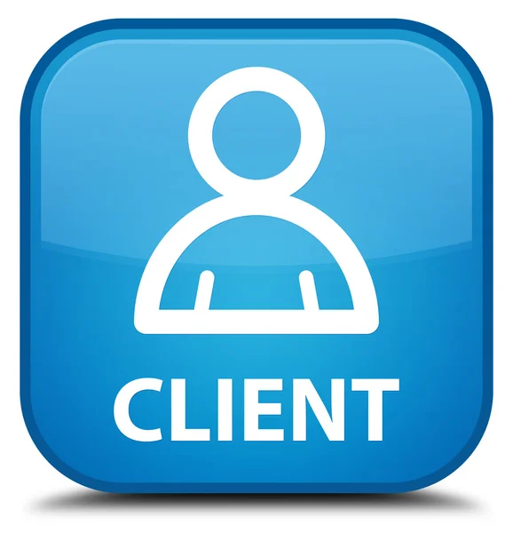 Client (icono de miembro) botón cuadrado azul cian — Foto de Stock