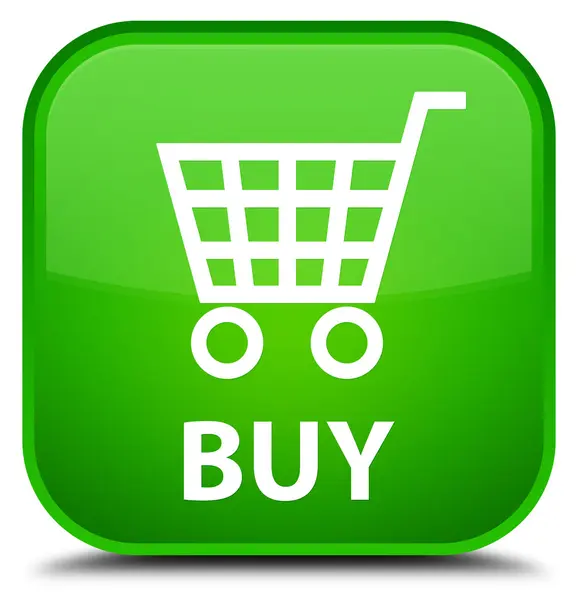 Comprar botão quadrado verde — Fotografia de Stock