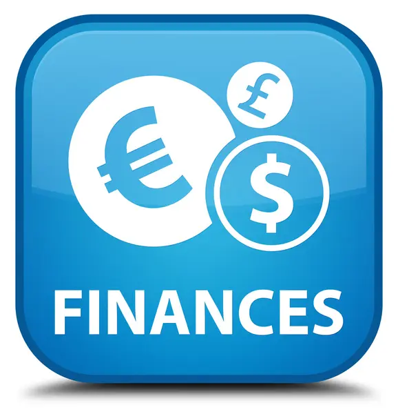 Finances (signe euro) bouton carré bleu cyan — Photo