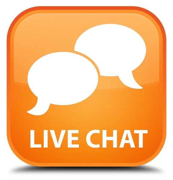 Chat en vivo naranja botón cuadrado —  Fotos de Stock