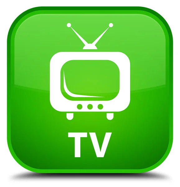 TV verde botón cuadrado — Foto de Stock