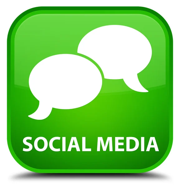 Mídia social (ícone de bolha de bate-papo) botão quadrado verde — Fotografia de Stock