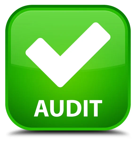 Auditoría (validar icono) botón cuadrado verde — Foto de Stock