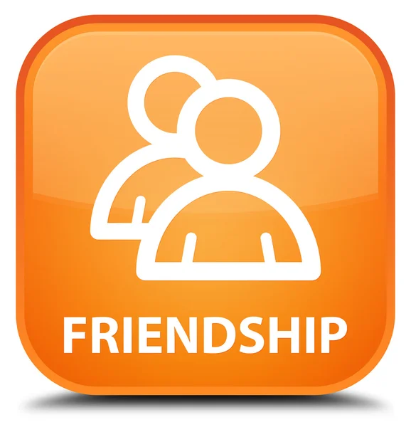 Дружба (піктограма групи) помаранчева квадратна кнопка — стокове фото