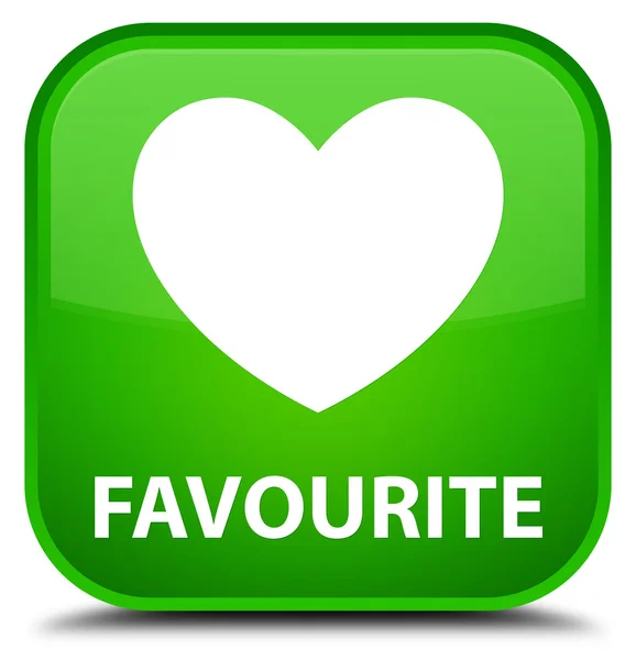 Favourite (heart icon) green square button — Stock Photo, Image