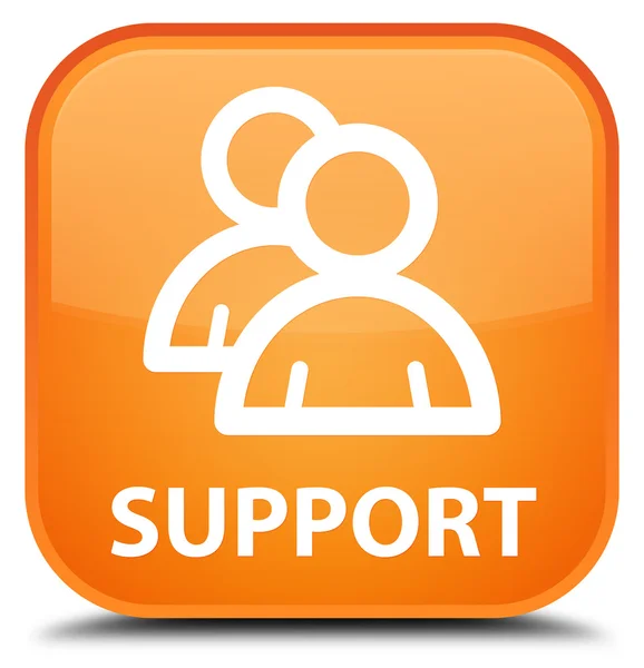 Támogatás (csoport ikon) narancssárga négyzet gomb — Stock Fotó