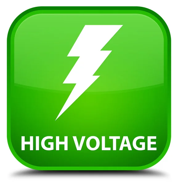 Hoogspanning (elektriciteit pictogram) groene vierkante knop — Stockfoto