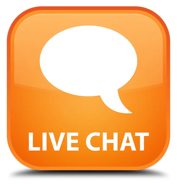 Live chat orange square button — Stock Photo, Image