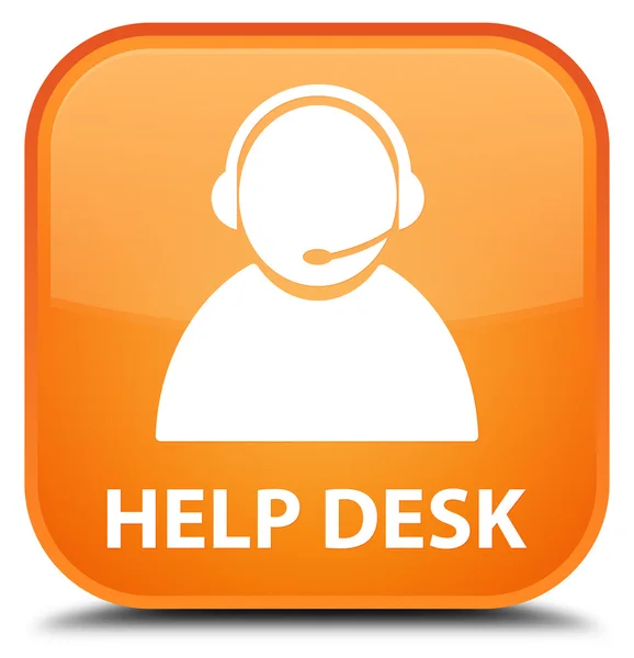 Help desk (customer care ikon) orange fyrkantig knapp — Stockfoto