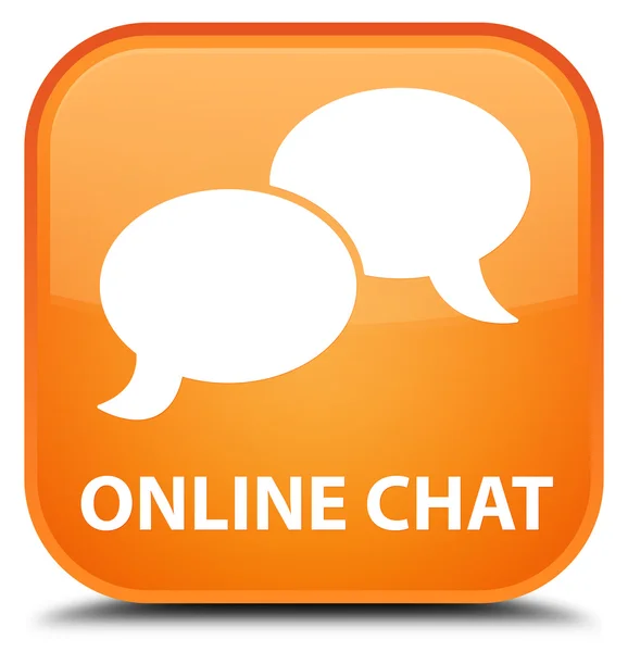 Online chat oranje vierkante knop — Stockfoto