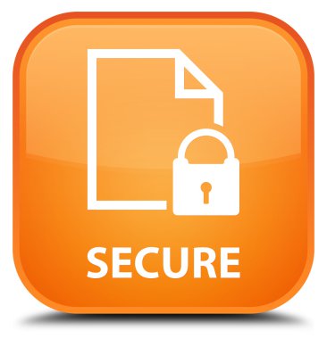 (Belge sayfa asma kilit simgesi) güvenli turuncu kare düğme