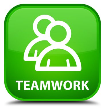 Ekip çalışması (grup simgesi) yeşil kare düğme