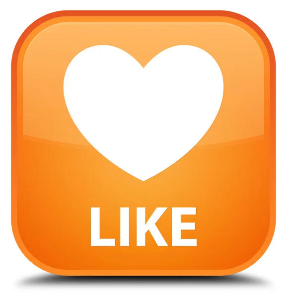 Como (ícone do coração) botão quadrado laranja — Fotografia de Stock