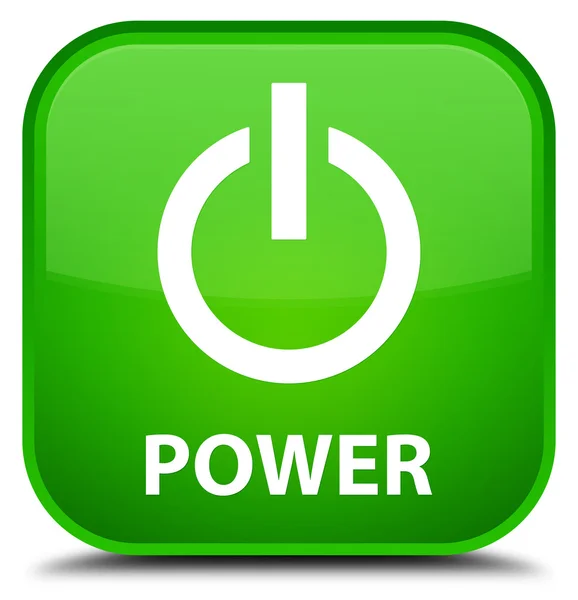Power groene vierkante knop — Stockfoto
