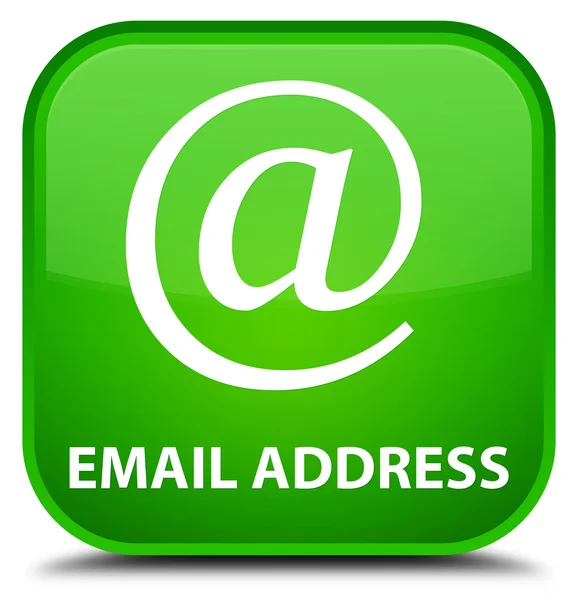 E-mail adres zielony przycisk kwadratowy — Zdjęcie stockowe