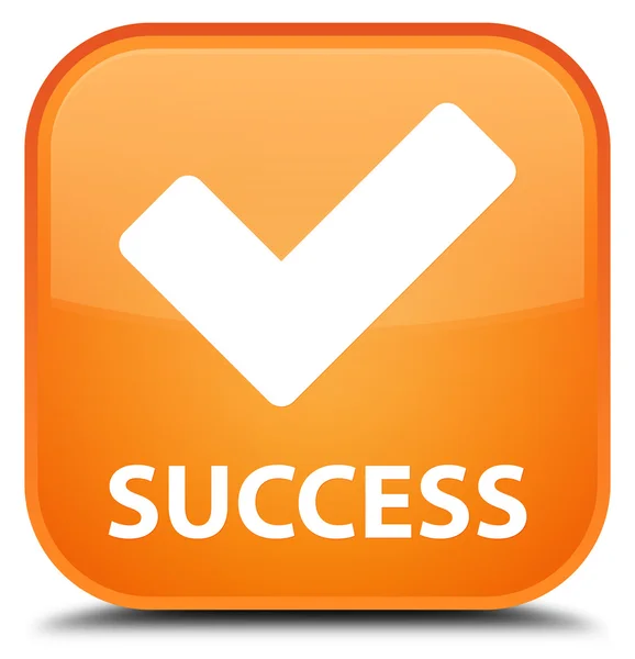 성공 (아이콘 확인) 주황색 사각형 버튼 — 스톡 사진