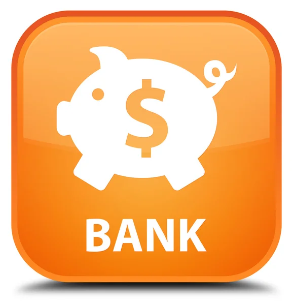 Banco (caja de cerdito signo de dólar) botón cuadrado naranja —  Fotos de Stock