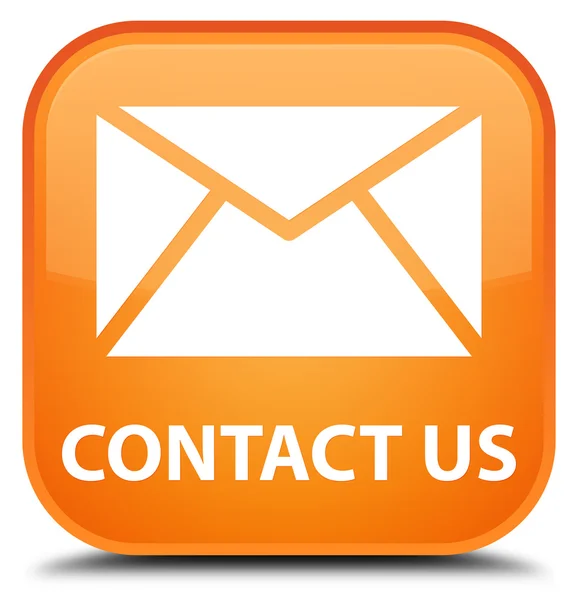 Contacte-nos (ícone de e-mail) botão quadrado laranja — Fotografia de Stock