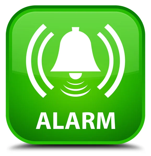 Alarm (zil simgesini) yeşil kare düğmesi — Stok fotoğraf