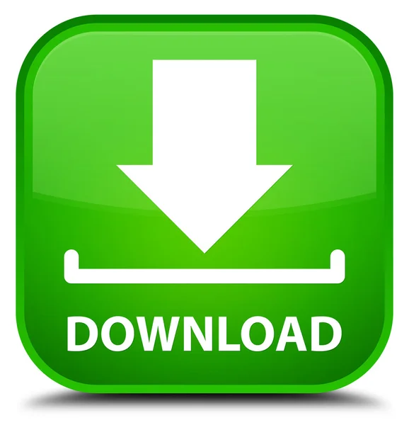 Groene vierkante knop downloaden — Stockfoto