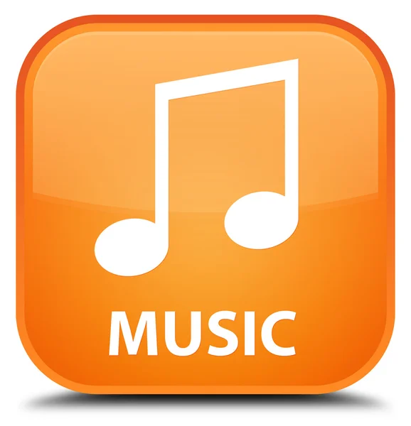 Música (ícone de melodia) botão quadrado laranja — Fotografia de Stock