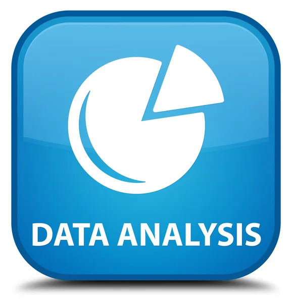 Analisis data (ikon grafik) tombol bujur persegi cyan — Stok Foto