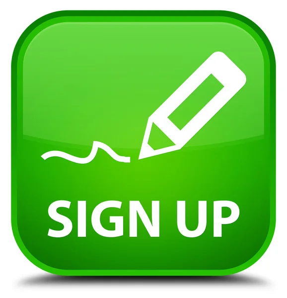 Sign up green square button — Stock Photo, Image