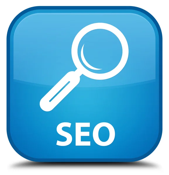 Seo cyan blue square button — Stock Photo, Image