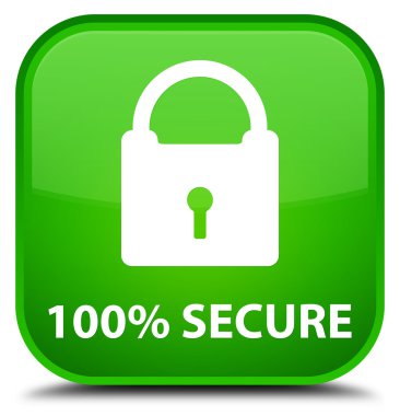 % 100 güvenli yeşil kare düğme