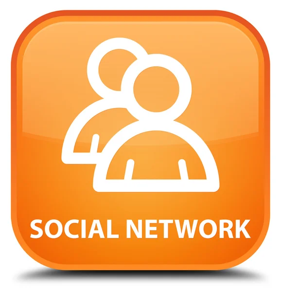 Social network (icona del gruppo) pulsante quadrato arancione — Foto Stock