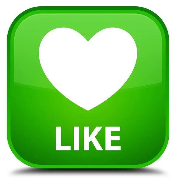 Like (heart icon) green square button — Stock Photo, Image