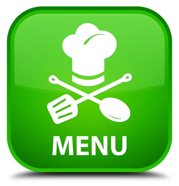 Menü (Restaurant-Symbol) grüner quadratischer Knopf — Stockfoto