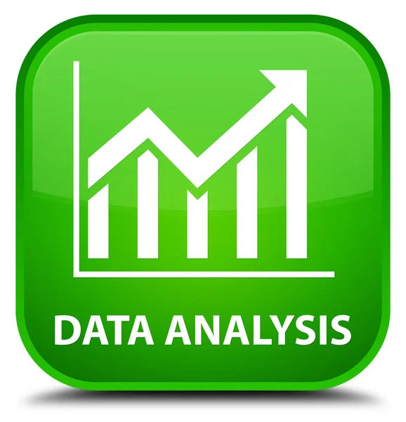 Analisis data (ikon statistik) tombol persegi hijau — Stok Foto