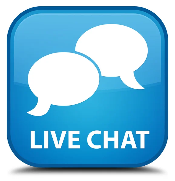 Chat en vivo cyan azul botón cuadrado — Foto de Stock