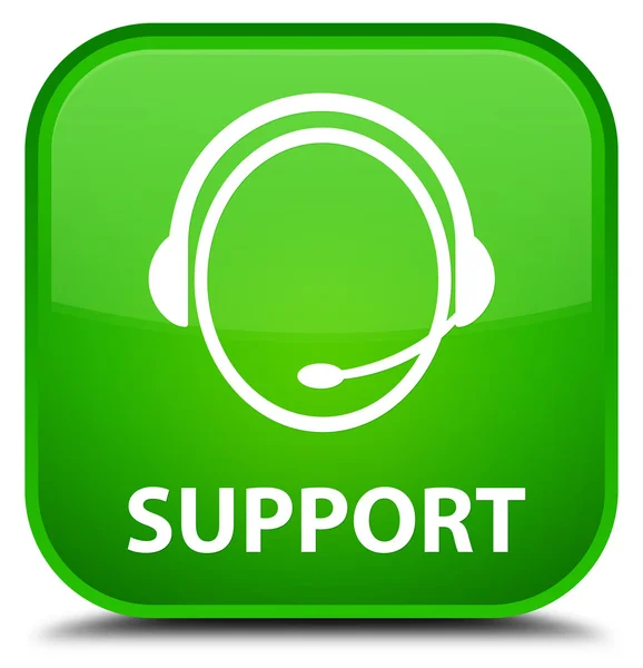 Suporte (ícone de atendimento ao cliente) botão quadrado verde — Fotografia de Stock