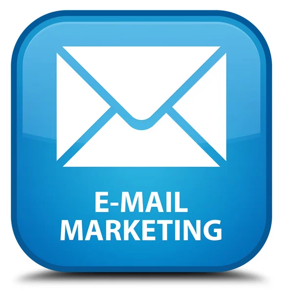 E-mail marketing cian blu tasto quadrato — Foto Stock