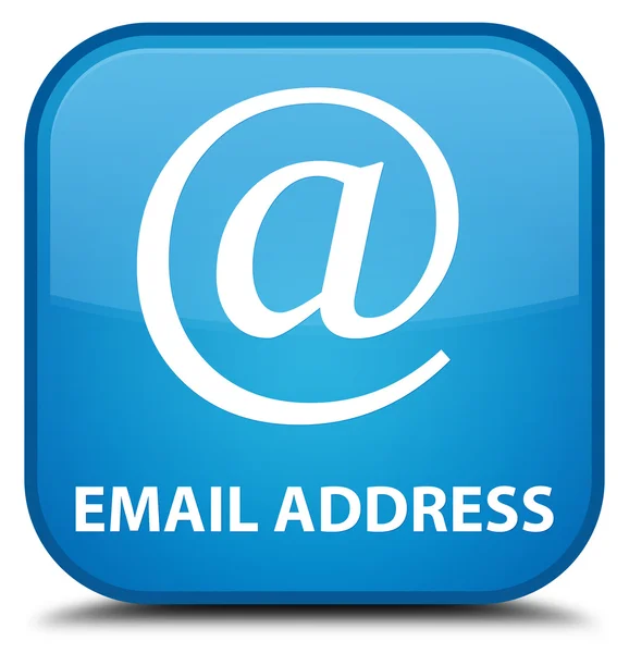E-mail adres cyan niebieski przycisk kwadratowy — Zdjęcie stockowe