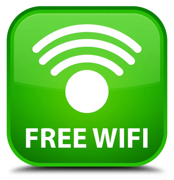 Wifi gratis verde botón cuadrado — Foto de Stock