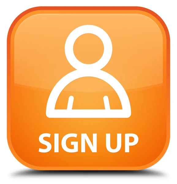 Registrera dig (medlem ikon) orange fyrkantig knapp — Stockfoto