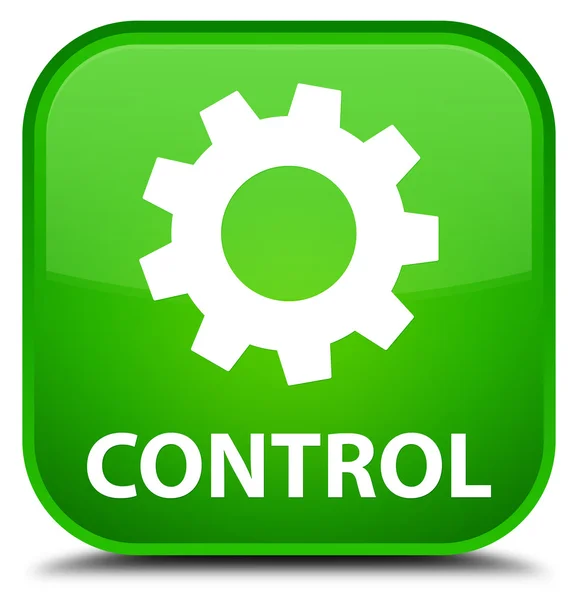 Kontroll (inställningsikonen) grön fyrkantig knapp — Stockfoto