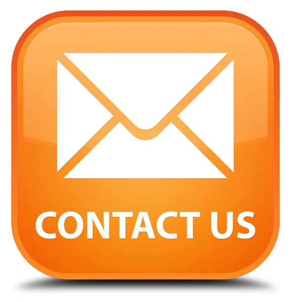 Contattaci (icona e-mail) pulsante quadrato arancione — Foto Stock