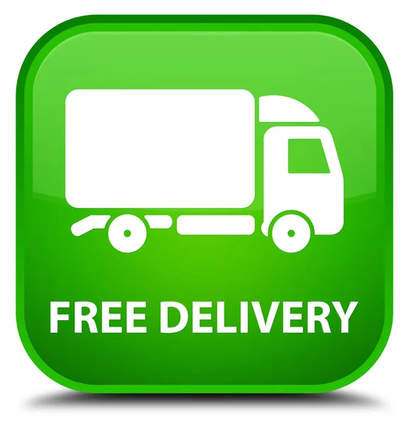 Free delivery green square button — Stock Photo, Image