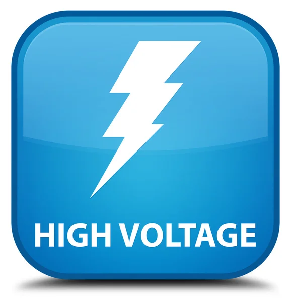 Hoogspanning (elektriciteit pictogram) cyaan blauw vierkante knop — Stockfoto